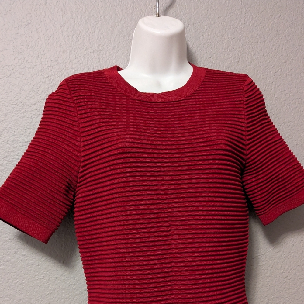 🍁SALE🍁 Torn by Ronny Kobo Burgundy Red Ribbed Knit Hourglass Bodycon Dress - Picture 6 of 11